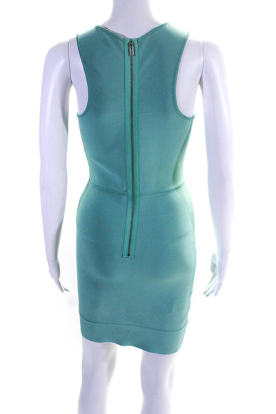 BCBGMAXAZRIA Womens Back Zip Stretch Knit Gisela Dress Green Size Medium