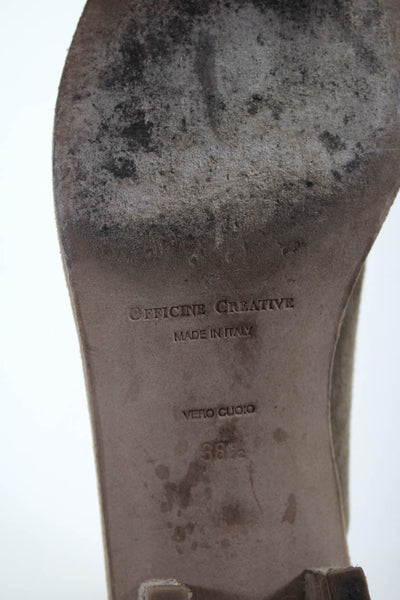 Officine Creative Women's Suede Slip On Block Heels Brown Size 7.5