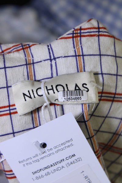 Nicholas Womens Plaid Cross Back Top Size 8 12634665