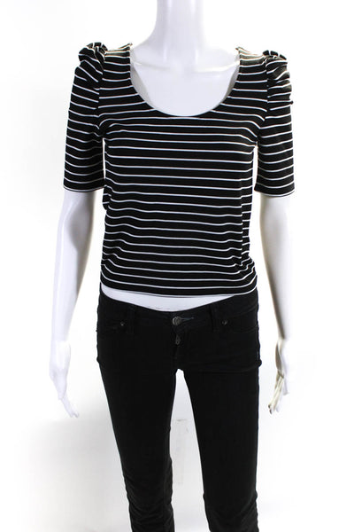 Torn by Ronny Kobo Womens Scoop Neck Striped Blouse Top Black Size Small