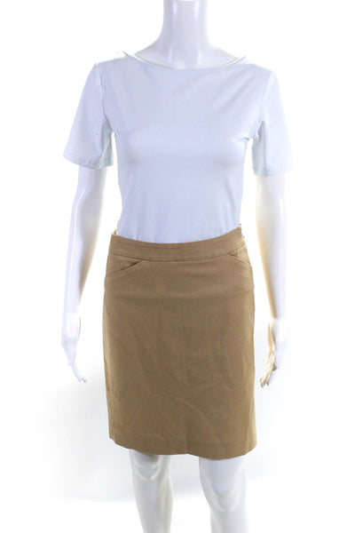 Theory Womens Side Zip Solid Straight Mini Skirt Brown Size 00