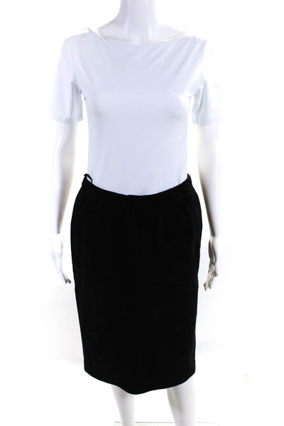 My Clothes Womens Suede Genuine Leather Front Seam Pencil Skirt Black Size 8