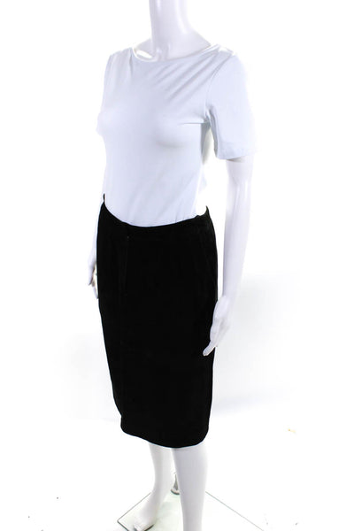 My Clothes Womens Suede Genuine Leather Front Seam Pencil Skirt Black Size 8