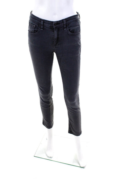 Rag & Bone Jean Womens Solid Mid Rise Pocket Denim Cotton Jeans Black Size 28