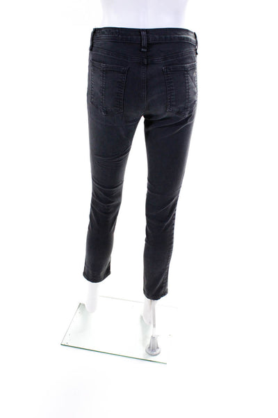 Rag & Bone Jean Womens Solid Mid Rise Pocket Denim Cotton Jeans Black Size 28