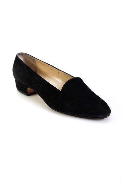 Silvia Fiorentina Womens Solid Suede Block Heel Pointed Toe Flats Black Size 7
