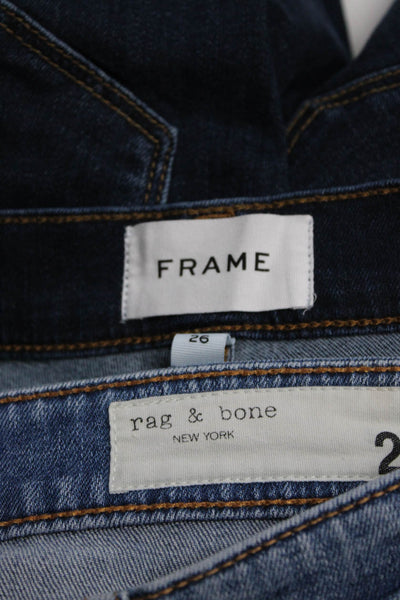 Frame Women's Midrise Dark Wash Five Pocket Skinny Jeans Pants  Size 26 Lot 2