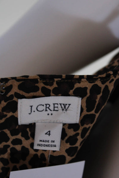 J Crew Women's V-Neck Spaghetti Straps Midi Slip Dress Animal Print Size 4