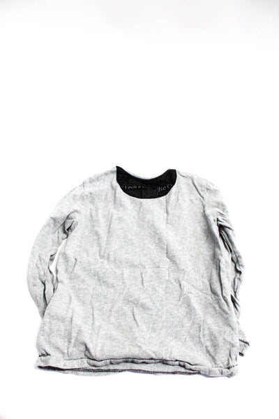 John Galliano Boys Long Sleeve Headphone Logo Tee Shirt Gray Cotton Size 4