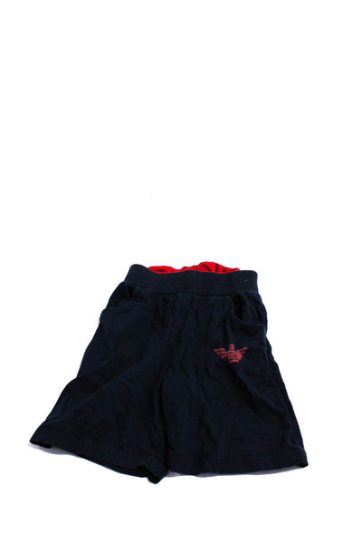 Emporio Armani Boys Elastic Waistband Logo Knit Shorts Navy Blue Size 116cm