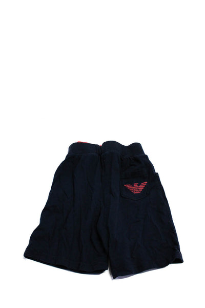Emporio Armani Boys Elastic Waistband Logo Knit Shorts Navy Blue Size 116cm