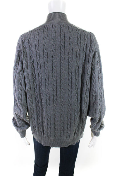 Roundtree & Yorke Women's Mock Neck Long Sleeves Cable Knit Sweater Gray Size L