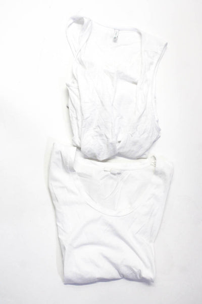 Z Supply COS Womens Solid Cotton Sleeveless Wrap Tank Shirt White Size S/M Lot 2