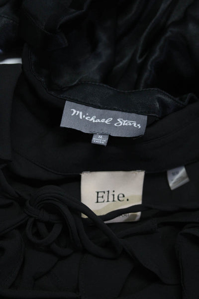 Michael Stars Elie Elie Tahari Womens Ruffle Collared Blouse Black Size M Lot 2