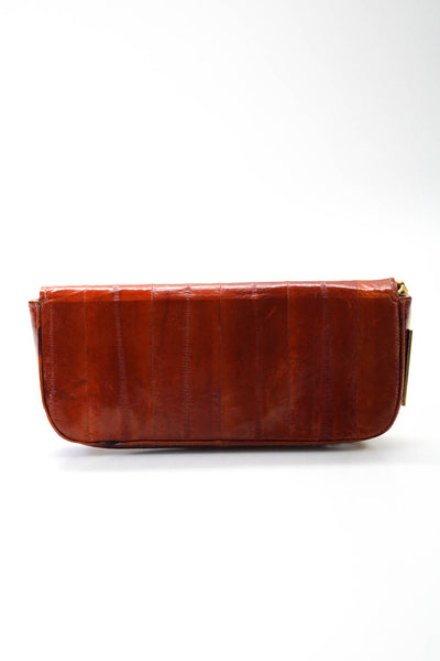 Leslie Hsu Womens Leather Wristlet Handbag Brown