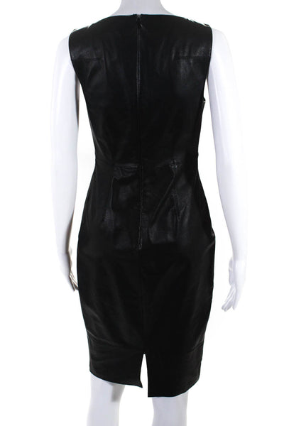 Robert Rodriguez Womens Leather V Neck Knee Length Pencil Dress Black Size 2