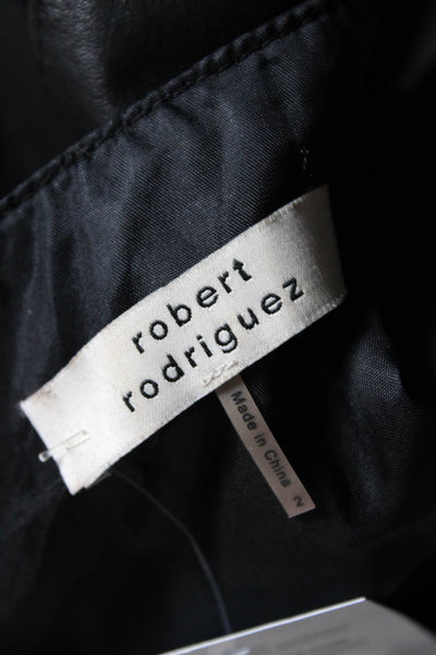 Robert Rodriguez Womens Leather V Neck Knee Length Pencil Dress Black Size 2