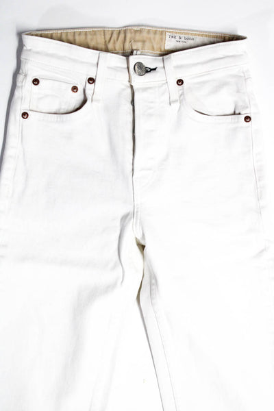Rag & Bone Womens Cotton Full Buttoned Color Straight Leg Jeans White Size EUR24