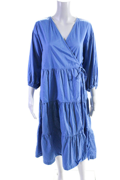Sweet Baby Jamie Womens Blue Tiered Wrap Dress Size 10 13069823