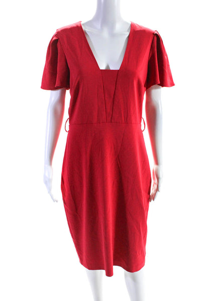 Badgley Mischka Womens Red Flutter Sleeve Dress Size 12 13647222