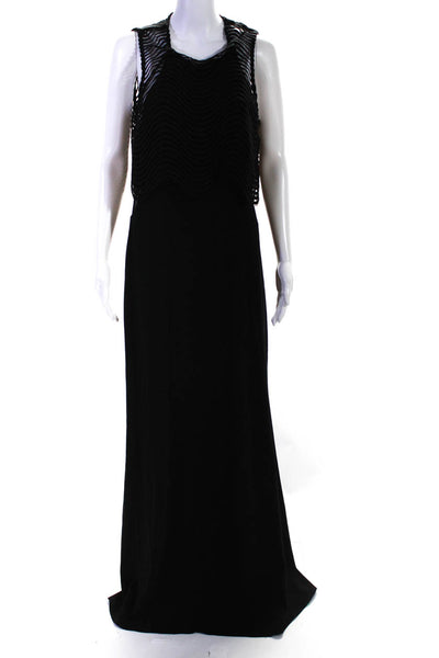 Badgley Mischka Womens Black Jennifer Wave Popover Gown Size 6 13453985