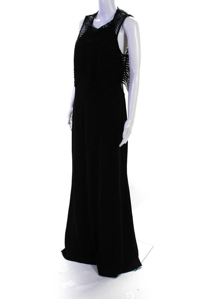 Badgley Mischka Womens Black Jennifer Wave Popover Gown Size 12 10924741