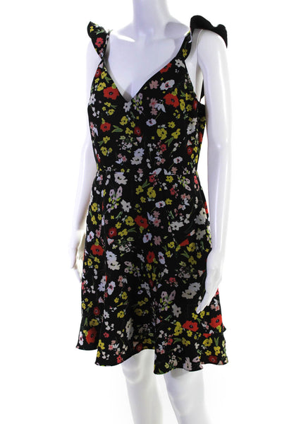Aidan AIDAN MATTOX Womens Black Floral Crepe Dress Size 10 13532890