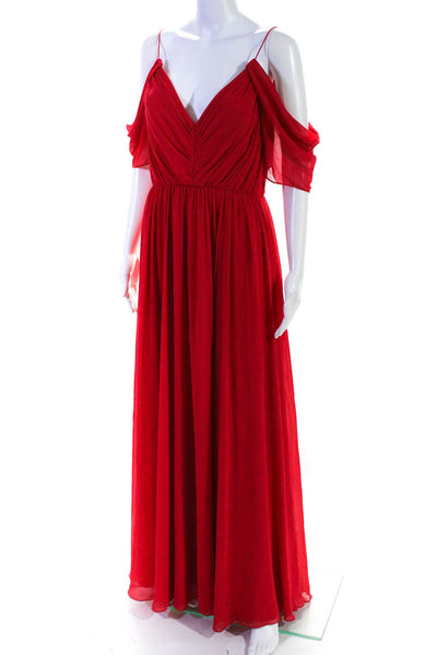 Badgley Mischka Womens Red Cold Shoulder Gown Size 6 12245908
