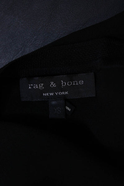 Rag & Bone Womens Scoop Neck Long Sleeve Solid silk Blouse Top Black Size XS