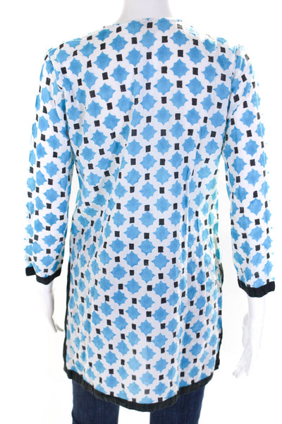 Roberta Roller Rabbit Women's Cotton Abstract Print V Neck Tunic Blue Size XS