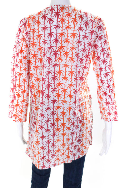 Roberta Roller Rabbit Women's Printed V Neck 3/4 Sleeve Tunic Orange Size S