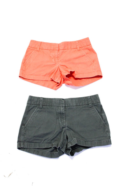 J Crew Women's Flat Front Chino Shorts Gray Orange Size 00 2 Lot 2