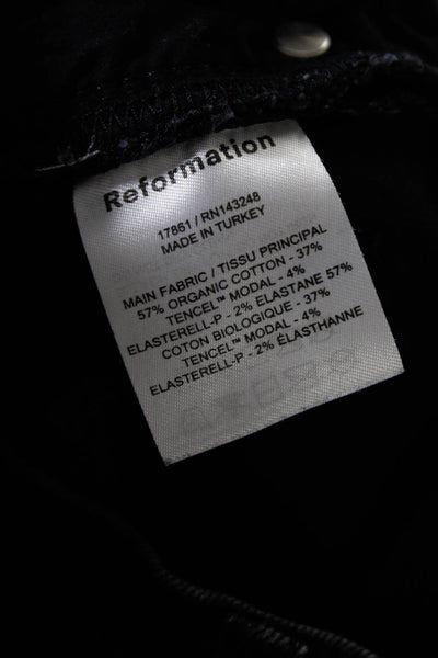 Reformation Womens Solid Cuffed Distressed Knee Skinny Denim Jeans Black Size 24