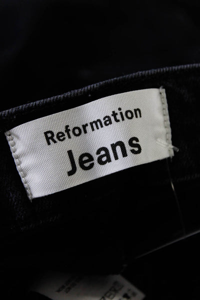 Reformation Womens Solid Cuffed Distressed Knee Skinny Denim Jeans Black Size 24