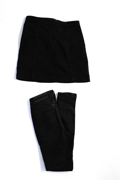 Free People Rag & Bone Denim Pencil Skirt Skinny Jeans Black Size 28 25 Lot 2