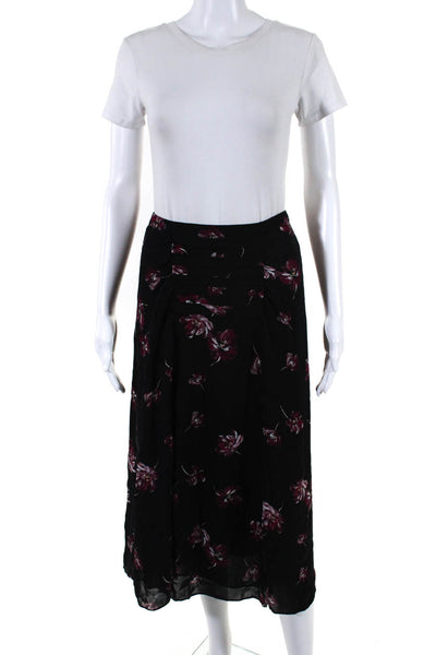 Nicholas Womens Black Floral Tuck Skirt Size 10 12727387