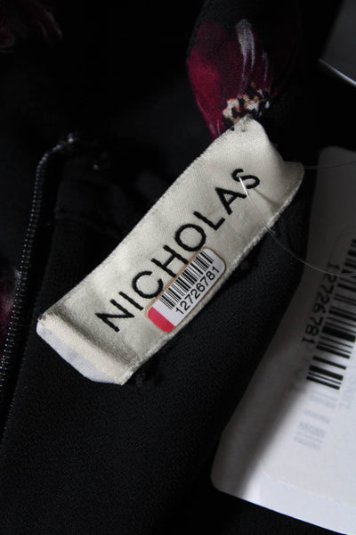 Nicholas Womens Black Floral Tuck Skirt Size 10 12727387