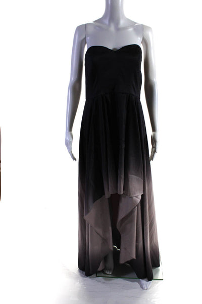 Badgley Mischka Womens Black Ombre High Low Gown Size 12 12710020