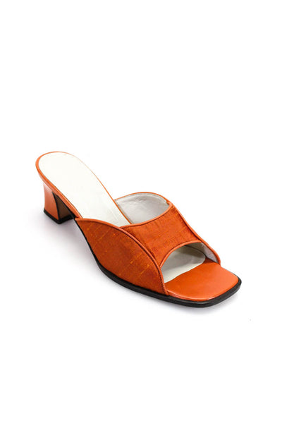 Cole Haan Womens Block Heel Slide Sandals Orange Canvas Size 7