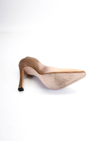 Vanessa Noel Womens Stiletto Pointed Toe Satin Pumps Brown Size 37
