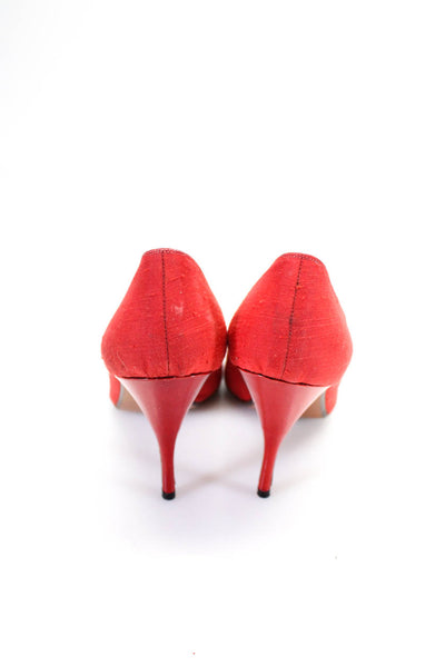 Susan Bennis Warren Edwards Womens Stiletto Pointed Pumps Red Canvas Size 7