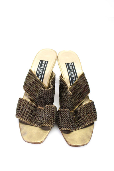 Stuart Weitzman Womens Vintage Chainlink Strap Sandals Bronze Tone Size 6.5