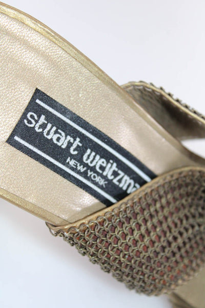 Stuart Weitzman Womens Vintage Chainlink Strap Sandals Bronze Tone Size 6.5