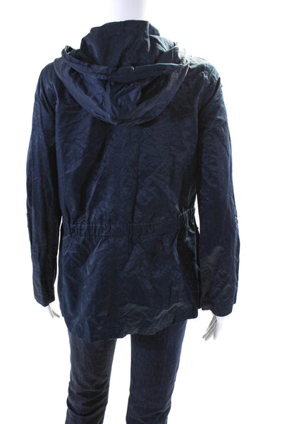 Joie Womens Hooded Jacket Navy Blue Cotton Blend Size Small