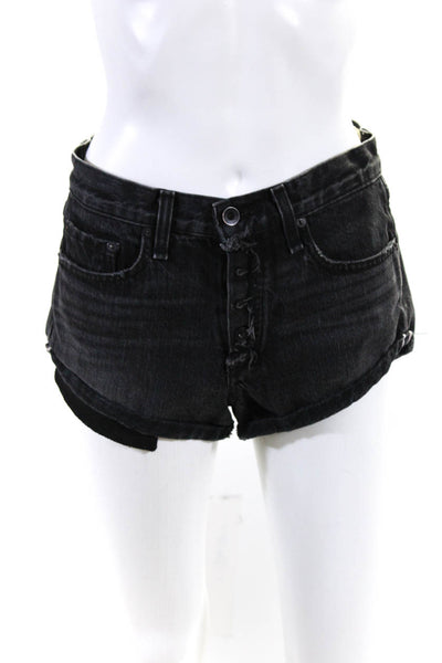 Rag & Bone Jean Womens Low Rise Button Fly Cuffed Denim Shorts Black Size 24