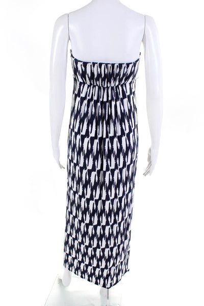 Tart Womens Elastic Strapless Jersey Maxi Dress Navy Blue White Size Small