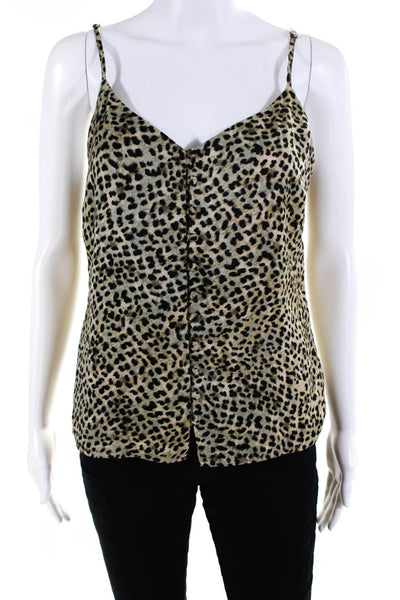Cupcakes And Cashmere Women's Cheetah Print V-Neck Tank Top Green Size XS