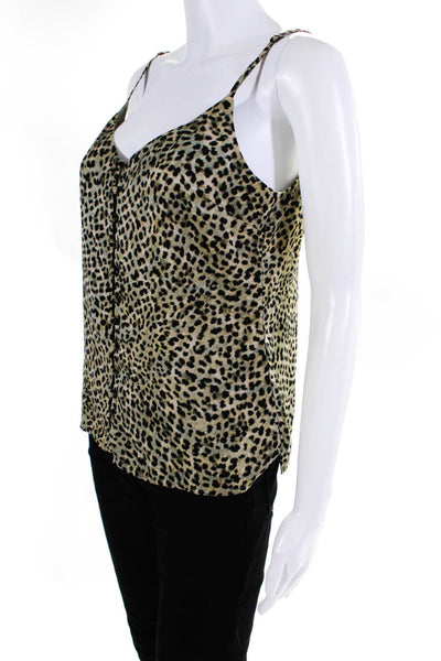 Cupcakes And Cashmere Women's Cheetah Print V-Neck Tank Top Green Size XS