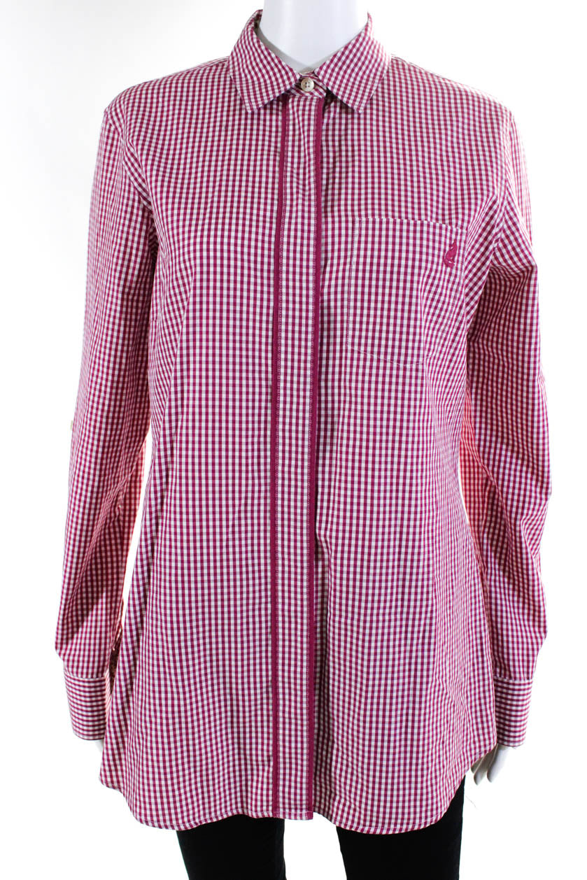 Thomas Pink Womens Check Striped Long Sleeve Top