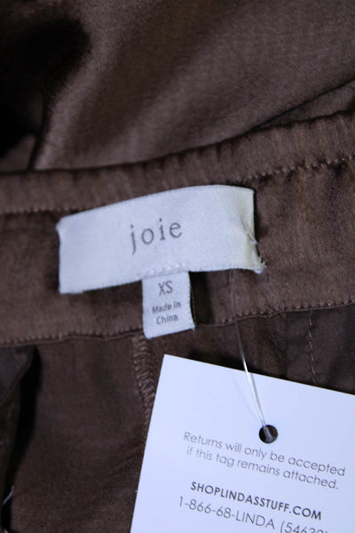Joie Womens High-Rise Drawstring Ribbon Tie Capri Pants Bronze Brown Size XS